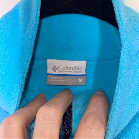 COLUMBIA Blue 1/4 Zip Pullover Fleece Jacket M - Picture 3 of 5